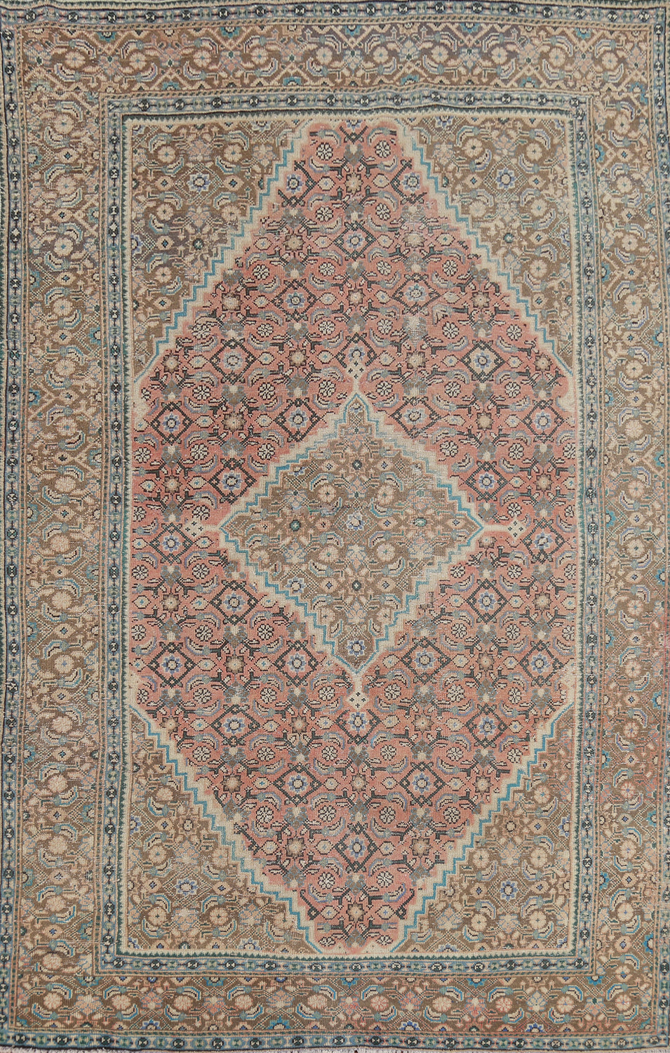 Pink Geometric Tabriz Persian Area Rug 7x10