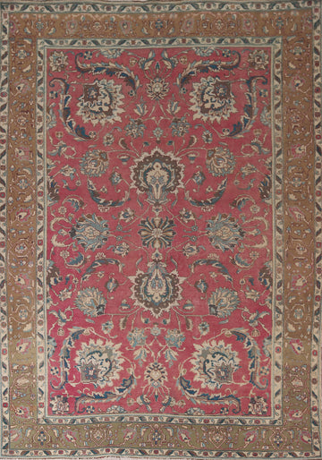 Handmade Pink Floral Tabriz Persian Area Rug 8x11