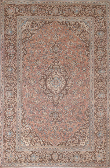 Traditional Pink Mashad Persian Area Rug 6x9