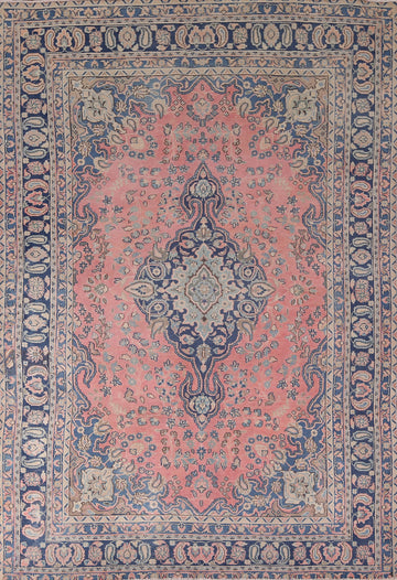 Vintage Floral Pink Mashad Persian Area Rug 6x9