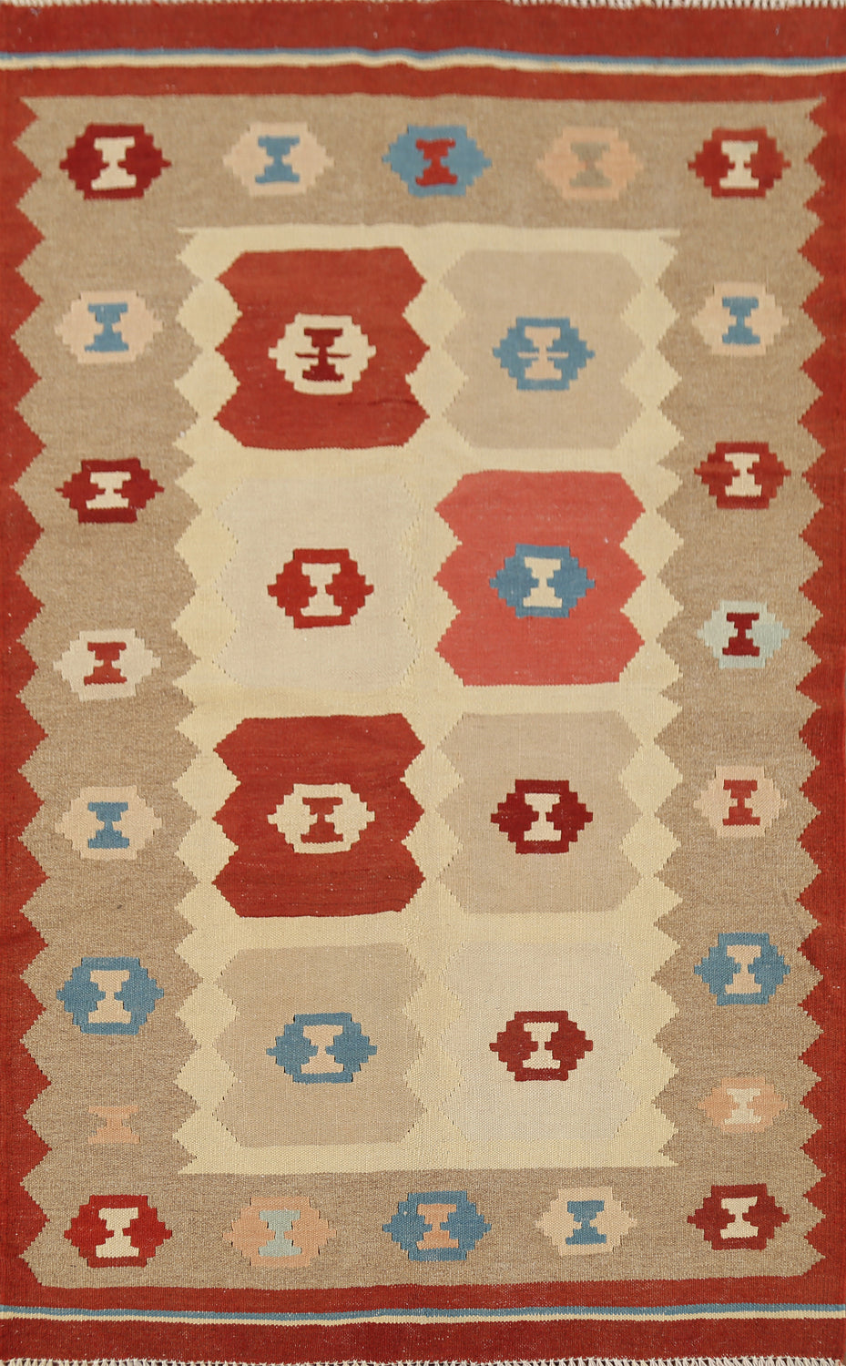 Hand-Woven Geometric Kilim Persian Accent Rug 3x5