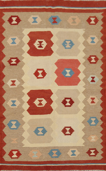 Hand-Woven Geometric Kilim Persian Accent Rug 3x5