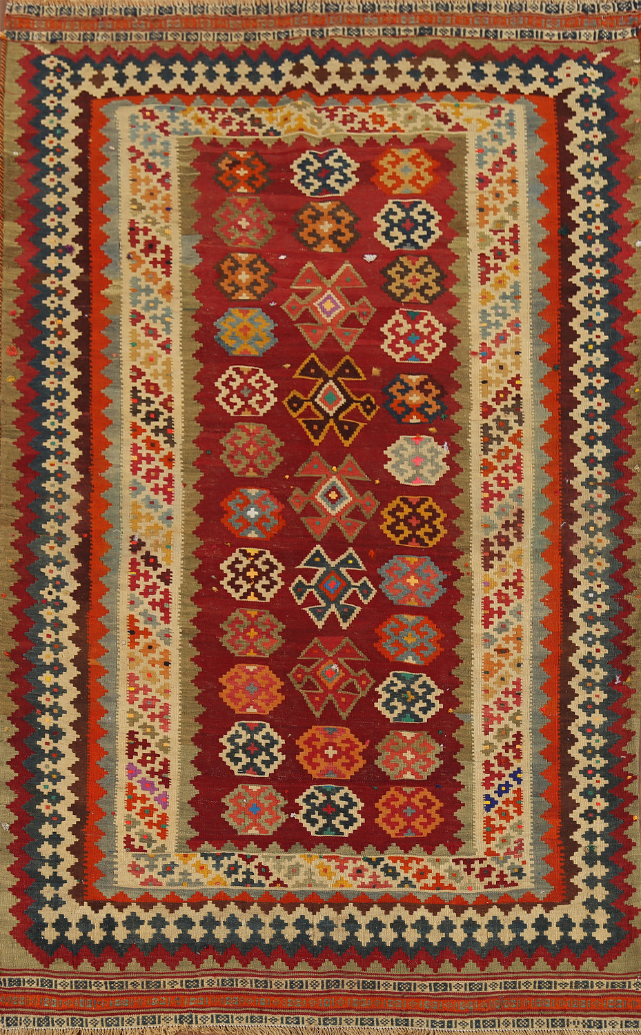 Vegetable Dye Kilim Qashqai Persian Area Rug 5x8