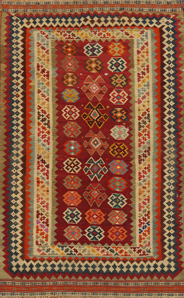 Vegetable Dye Kilim Qashqai Persian Area Rug 5x8
