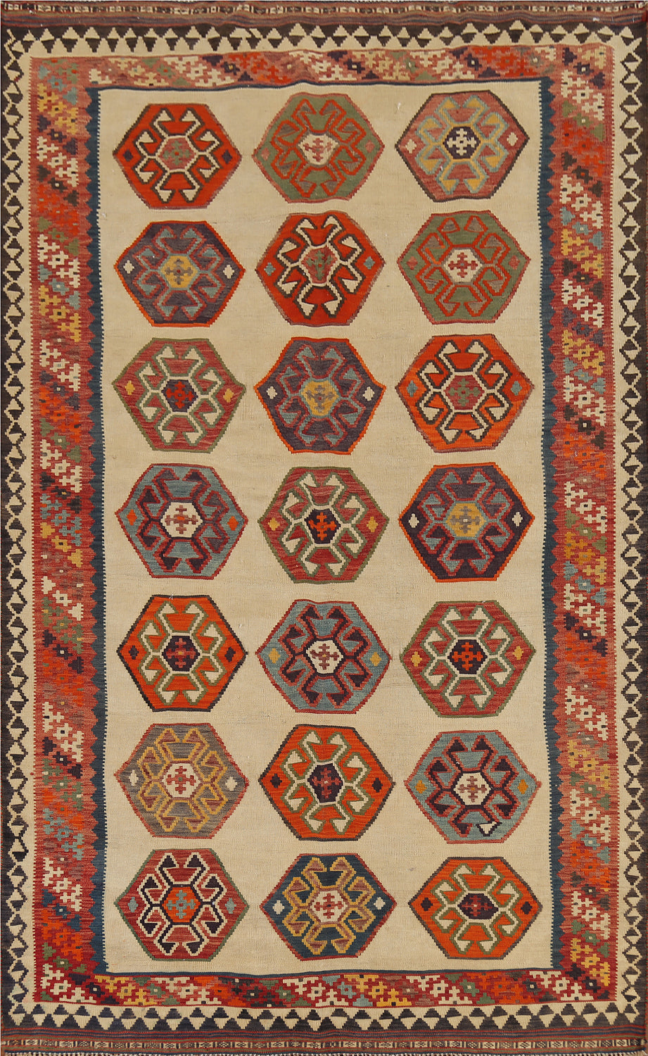 Vegetable Dye Kilim Qashqai Persian Area Rug 5x8