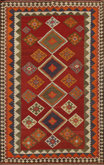 Vegetable Dye Kilim Qashqai Persian Area Rug 5x8