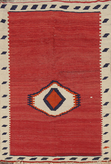 Vegetable Dye Wool Kilim Qashqai Persian Rug 4x6