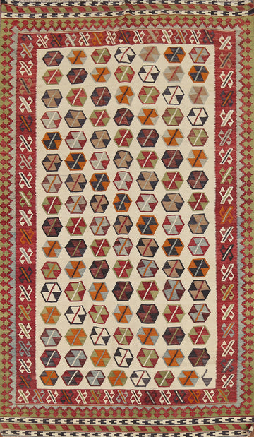 Vegetable Dye Kilim Qashqai Persian Area Rug 5x8