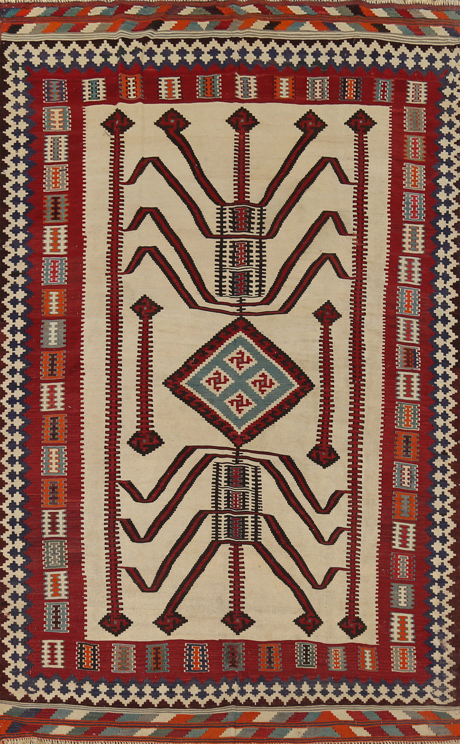 Vegetable Dye Kilim Qashqai Persian Area Rug 6x10