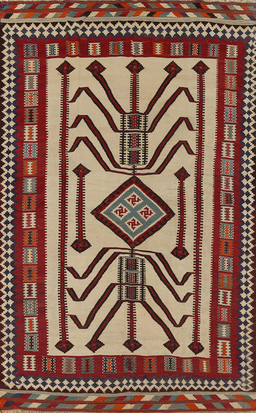 Vegetable Dye Kilim Qashqai Persian Area Rug 6x10