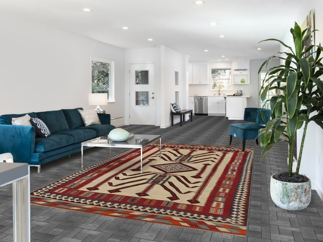 Vegetable Dye Kilim Qashqai Persian Area Rug 6x10