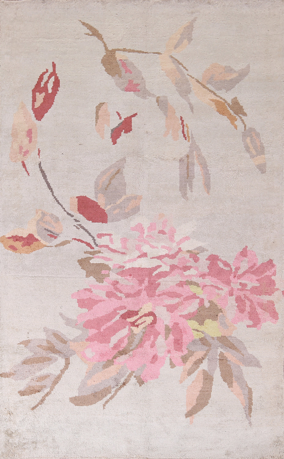 All-Over Flowers Wool & Silk Indian Area Rug 5x8