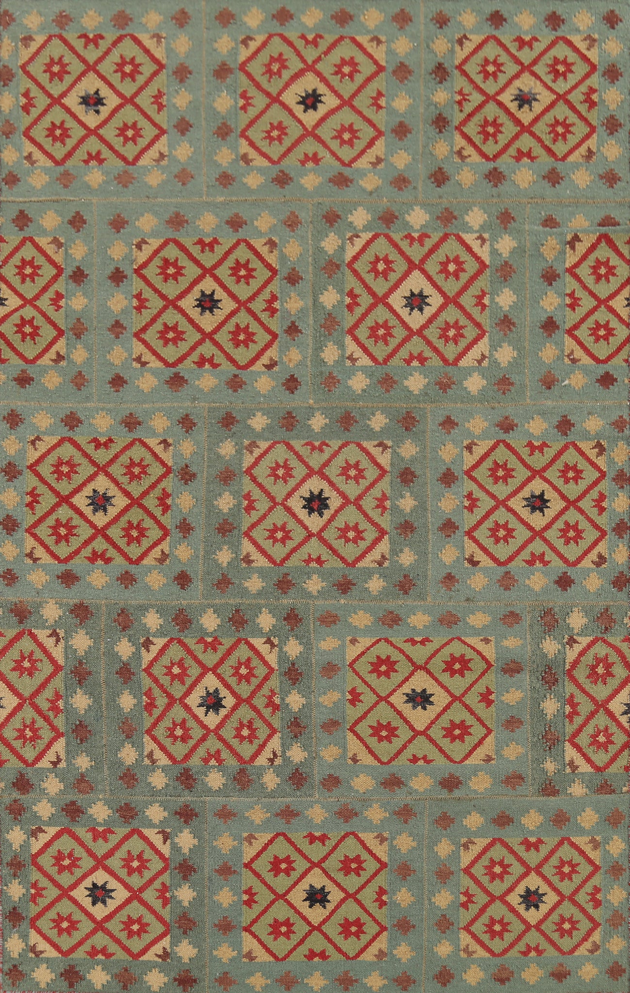 All-Over Geometric Kilim Indian Area Rug 5x8