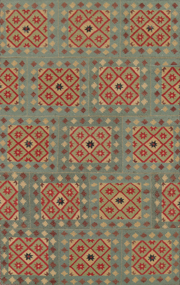 All-Over Geometric Kilim Indian Area Rug 5x8