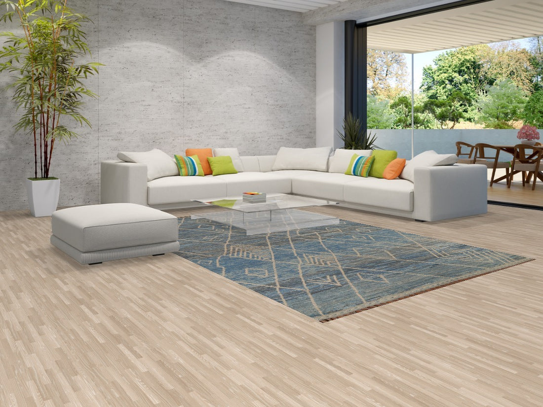 Hand-Knotted Wool Moroccan Area Rug 7x11