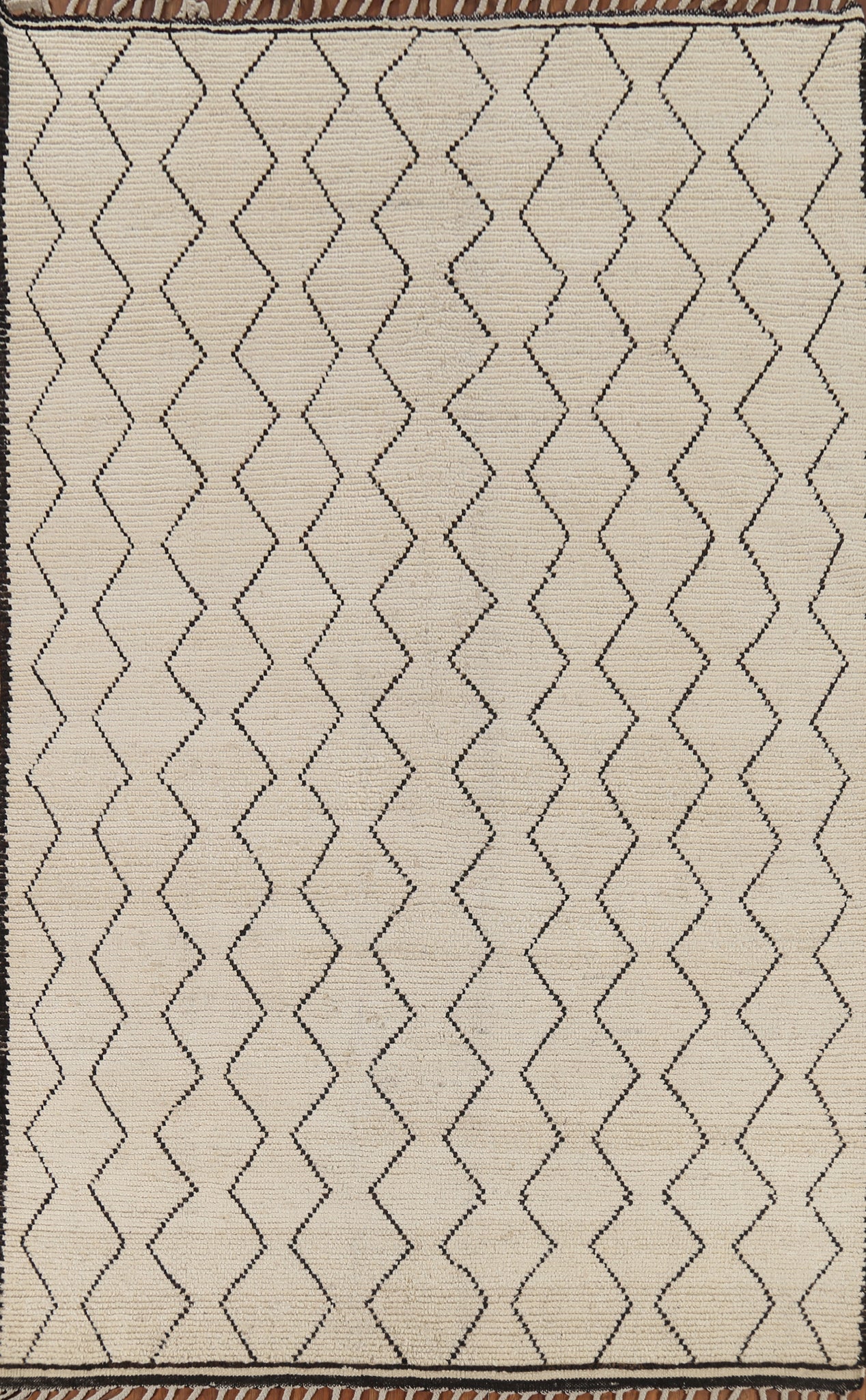 All-Over Geometric Ivory Moroccan Area Rug 6x9