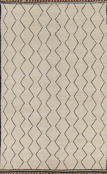 All-Over Geometric Ivory Moroccan Area Rug 6x9