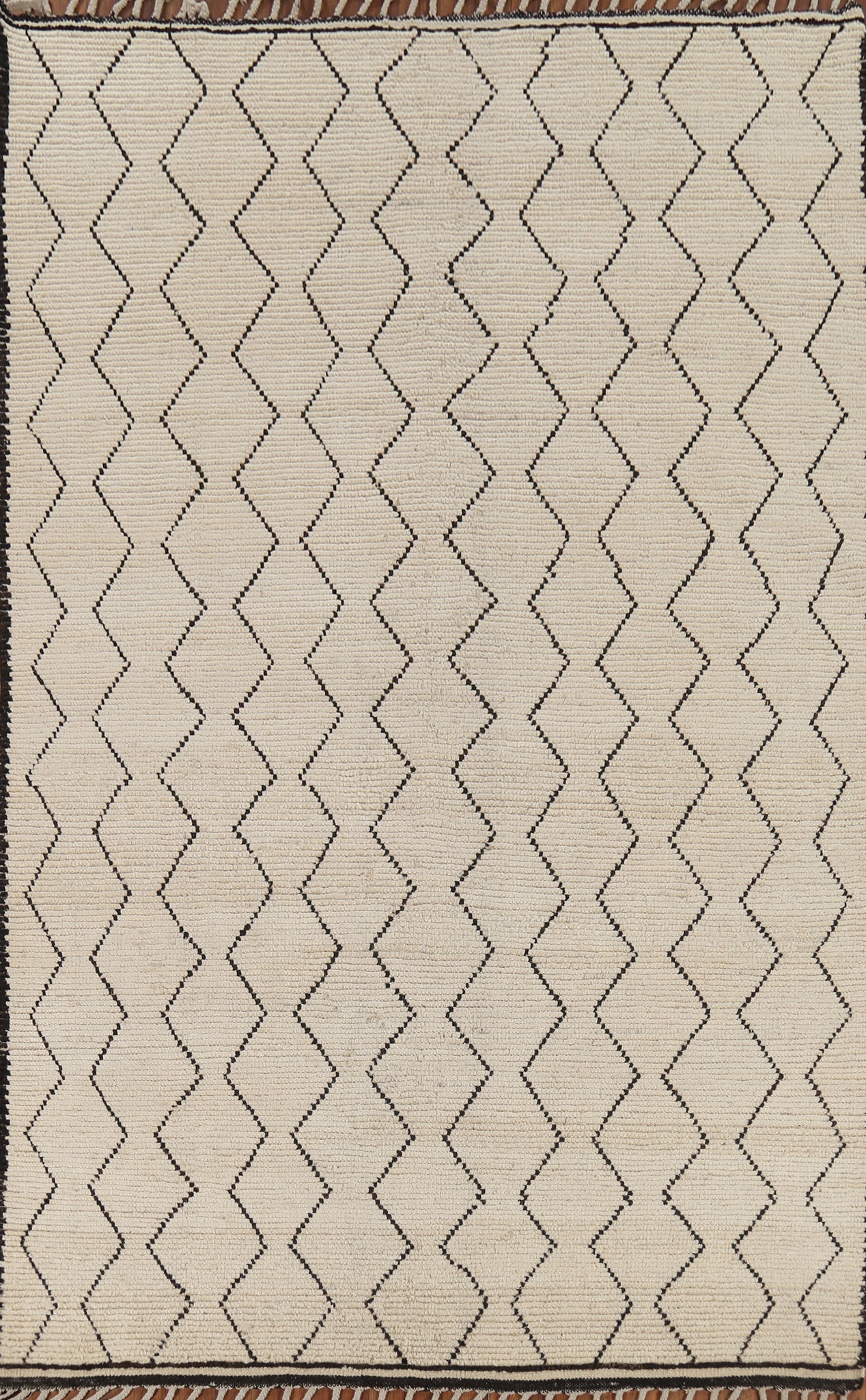 All-Over Geometric Ivory Moroccan Area Rug 6x9