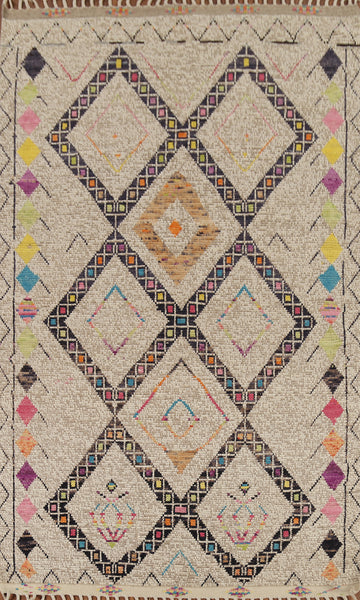 Geometric Wool Moroccan Oriental Area Rug 6x10