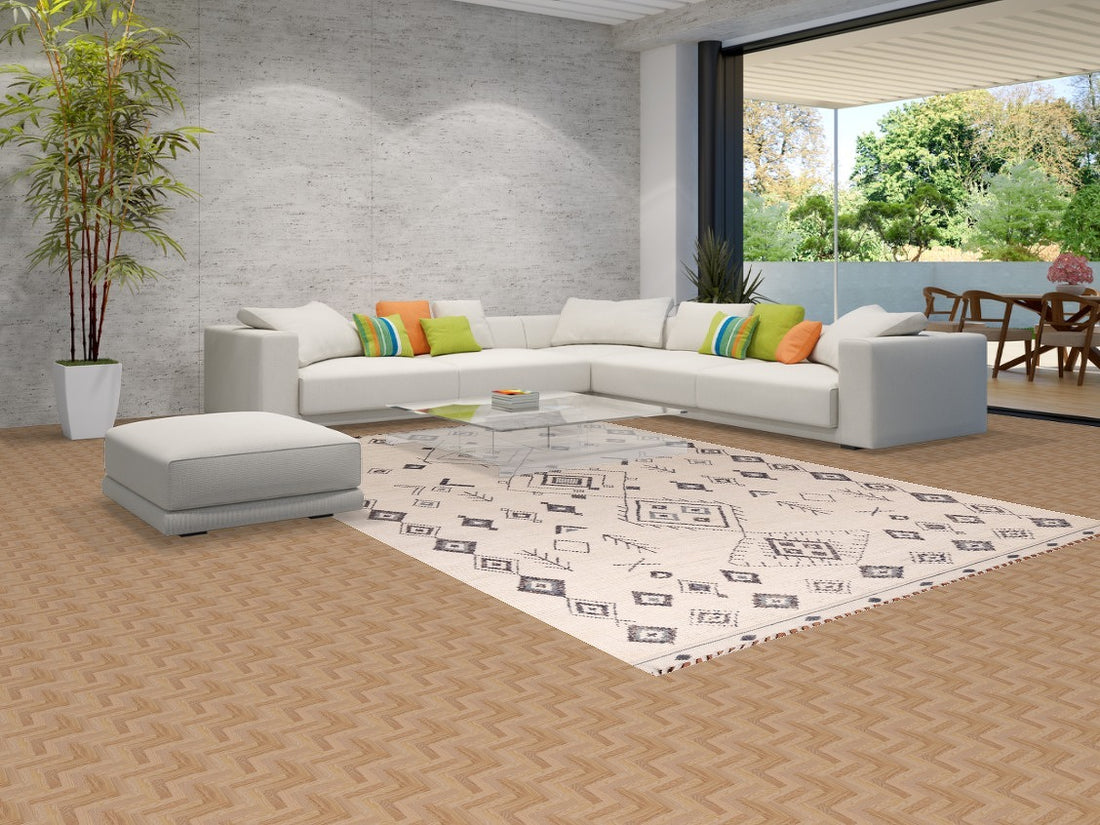 Ivory Wool Moroccan Living Room Area Rug 8x12