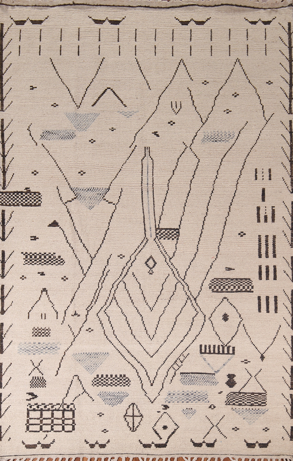 Handmade Wool Ivory Moroccan Area Rug 7x10