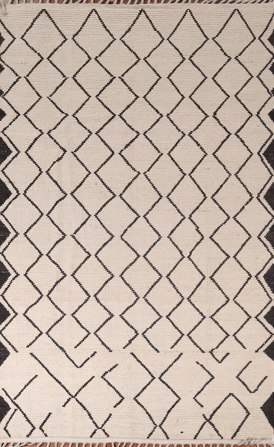 Handmade Trellis Ivory Moroccan Wool Area Rug 6x10