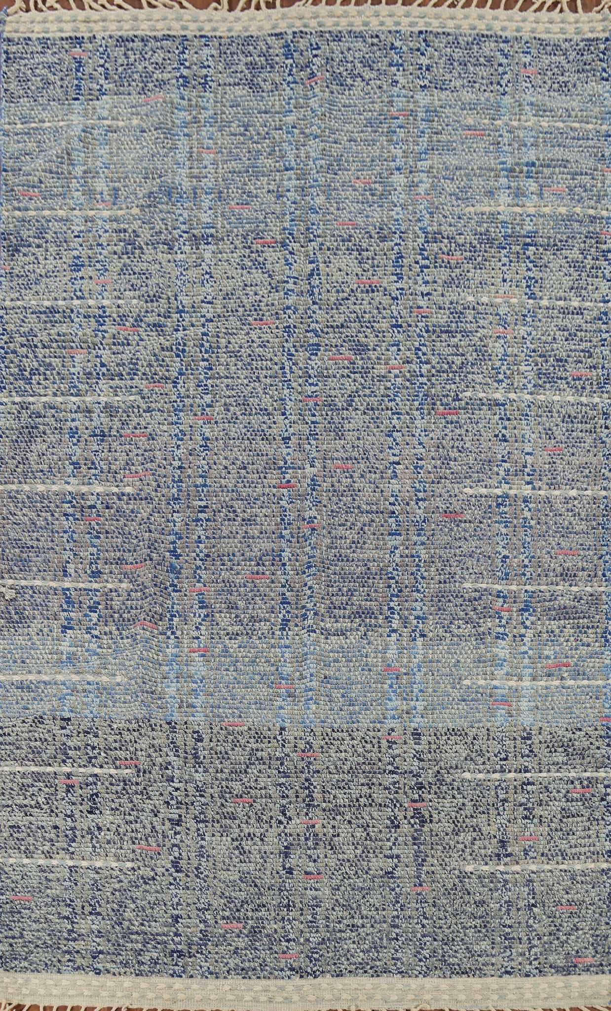 Gray & Blue Striped Moroccan Living Room Rug 6x10