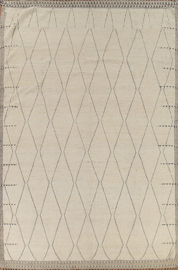 All-Over Trellis Ivory Moroccan Wool Area Rug 9x13