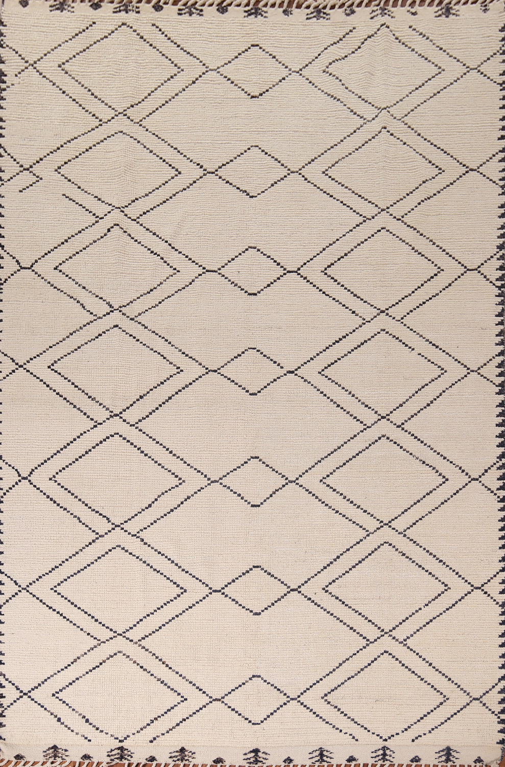 Trellis Geometric Ivory Moroccan Wool Area Rug 8x11