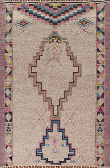 Earth Tone Wool Geometric Moroccan Area Rug 8x11