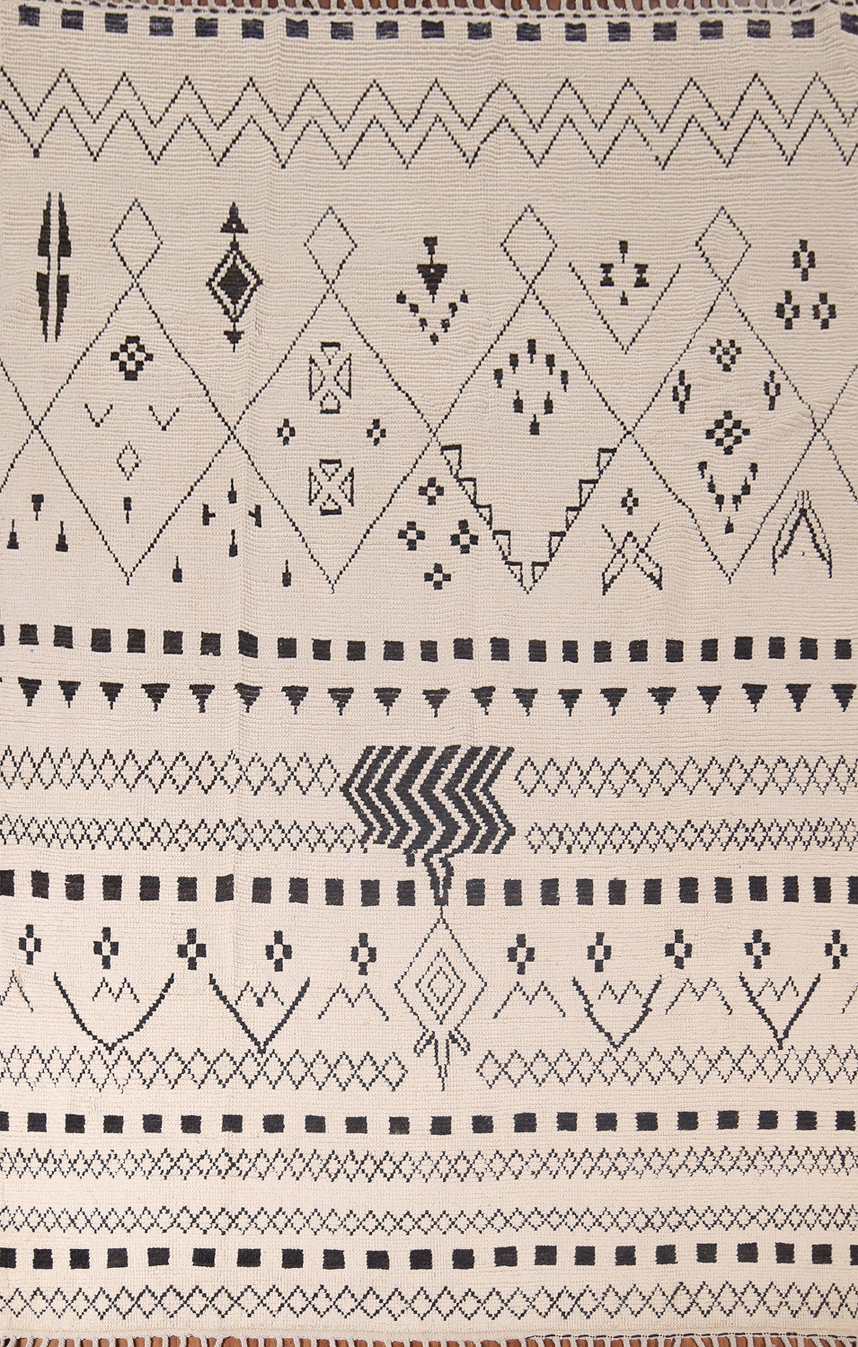 Trellis Geometric Ivory Moroccan Wool Area Rug 8x11