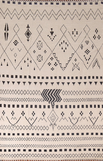 Trellis Geometric Ivory Moroccan Wool Area Rug 8x11