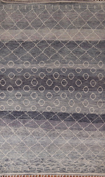 Grays & Blues Trellis Moroccan Oriental Area Rug 6x10