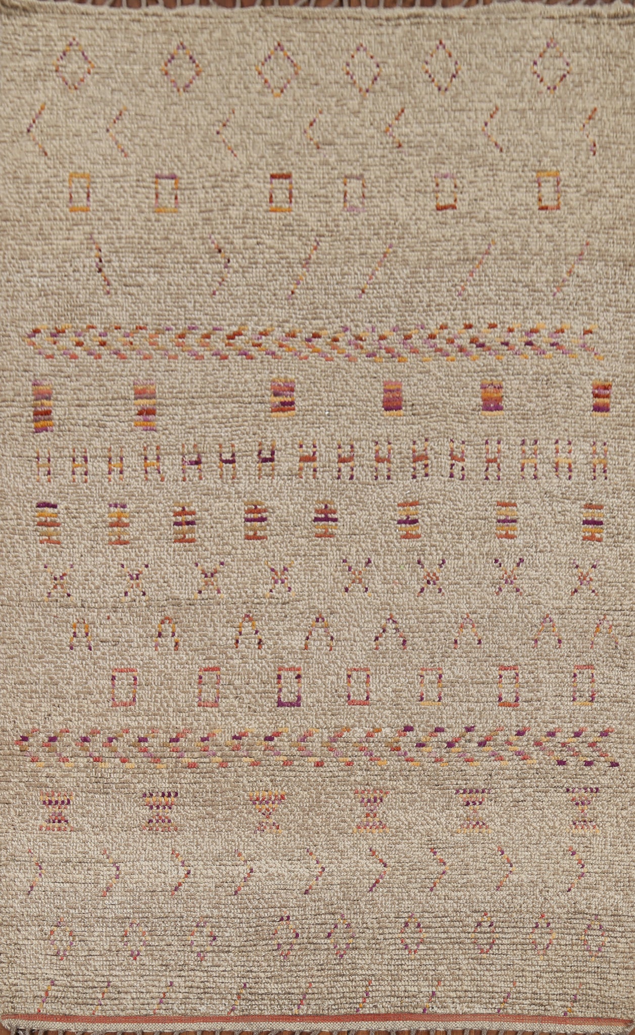 Earth Tone Wool Moroccan Oriental Area Rug 6x9