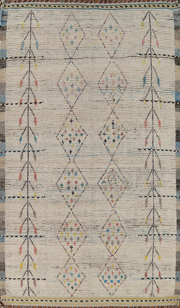 Striped Geometric Moroccan Wool Area Rug 6x10