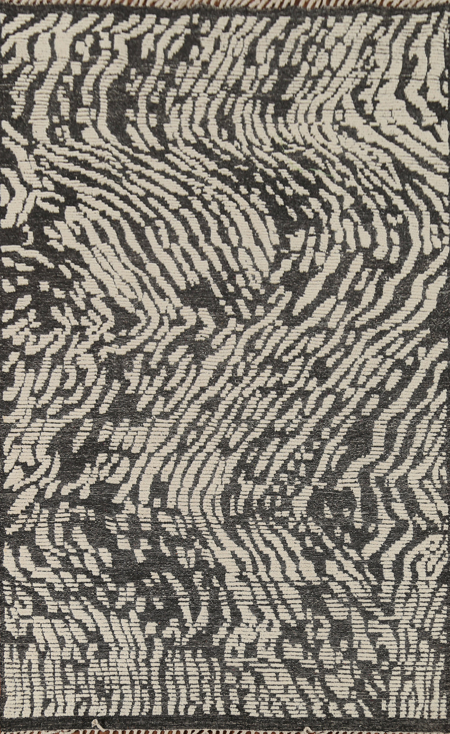 All-Over Black & Ivory Moroccan Abstract Area Rug 6x9
