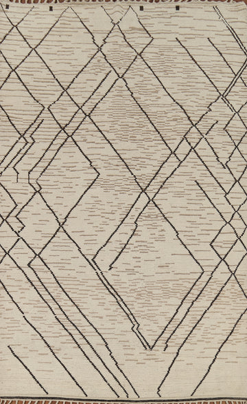 Earth Tone Wool Moroccan Oriental Area Rug 7x11
