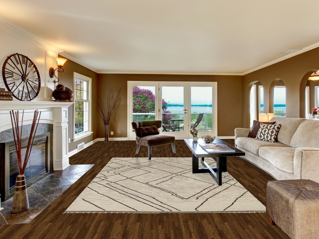 Earth Tone Wool Moroccan Oriental Area Rug 7x11