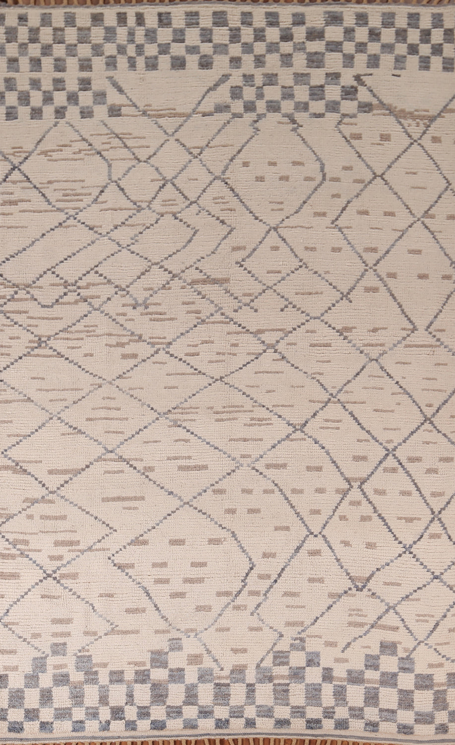 Trellis Wool Ivory Moroccan Handmade Area Rug 6x10