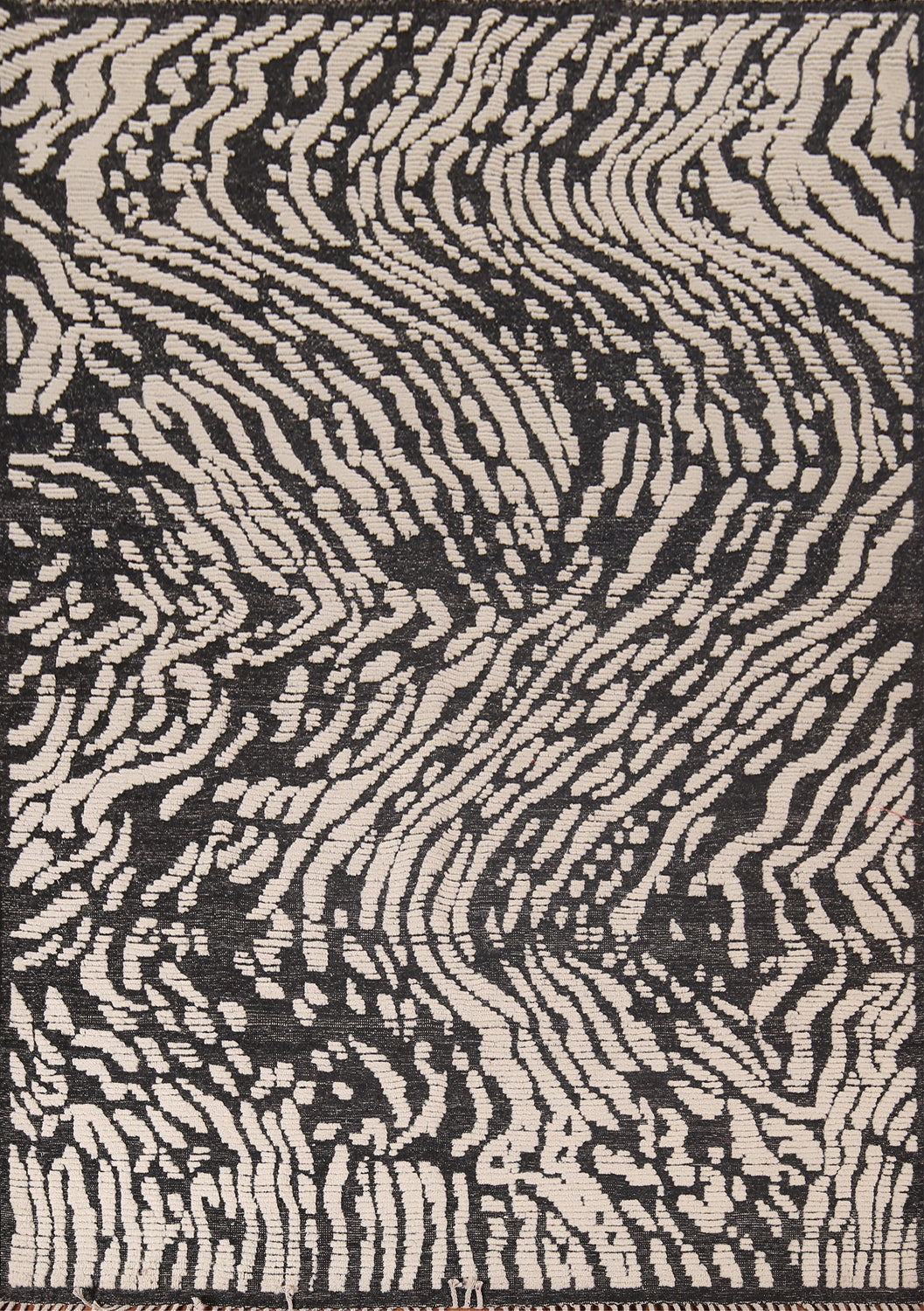 All-Over Black & Ivory Moroccan Abstract Area Rug 8x10