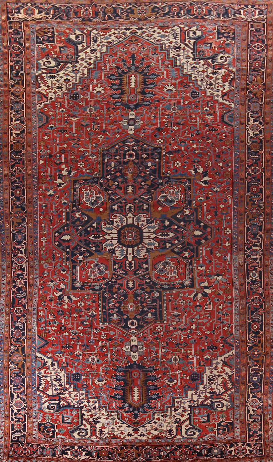 Pre-1900 Vegetable Dye Heriz Serapi Persian Large Rug 11x19
