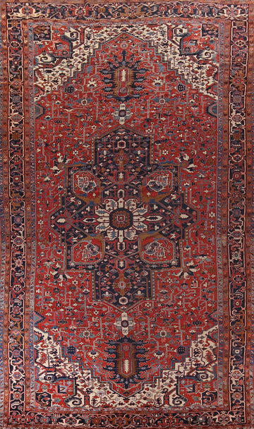 Pre-1900 Vegetable Dye Heriz Serapi Persian Large Rug 11x19