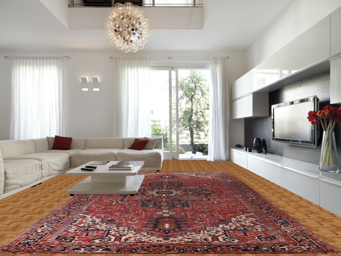 Pre-1900 Vegetable Dye Heriz Serapi Persian Large Rug 11x19