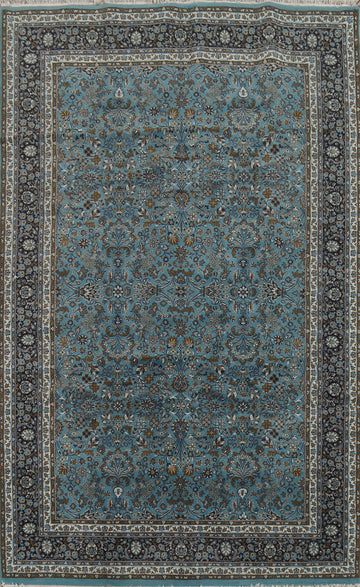 All-Over Floral Blue Tabriz Turkish Area Rug 7x10