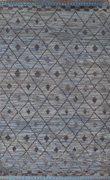Blue Trellis Moroccan Handmade Area Rug 6x10