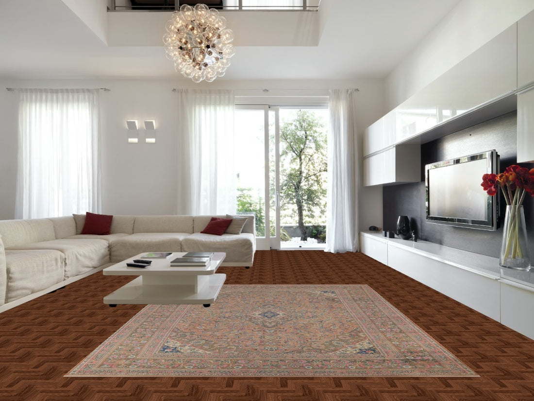 Traditional Floral Mashad Persian Area Rug 9x12