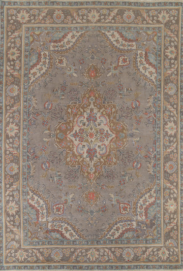 Vintage Gray Tabriz Persian Area Rug 9x12