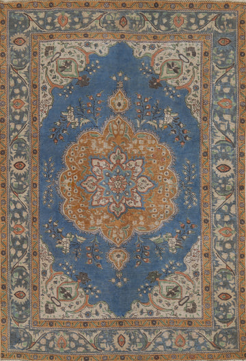 Blue Handmade Tabriz Persian Area Rug 6x9
