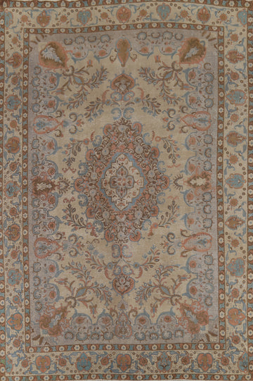 Distressed Floral Wool Tabriz Persian Area Rug 9x13