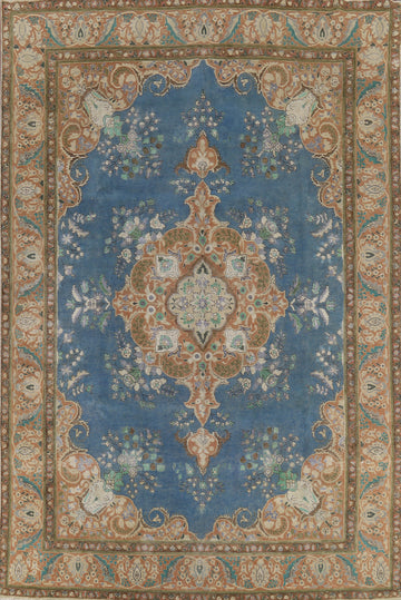 Handmade Blue Tabriz Persian Area Rug 10x13